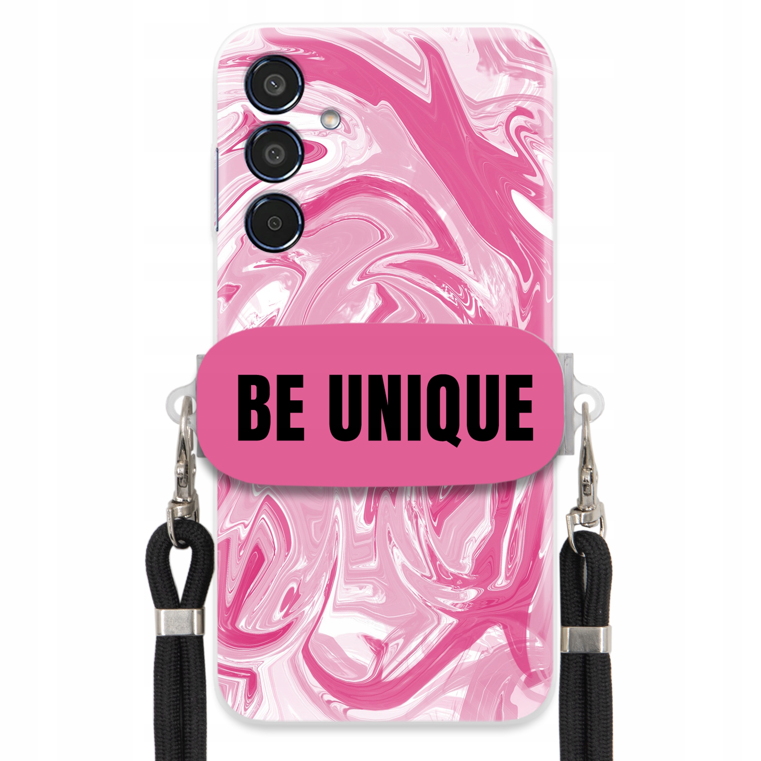 Puzdro na Samsung M35 5G Case držiak Šnúrka Čierna Ružová Mramor Be Unique