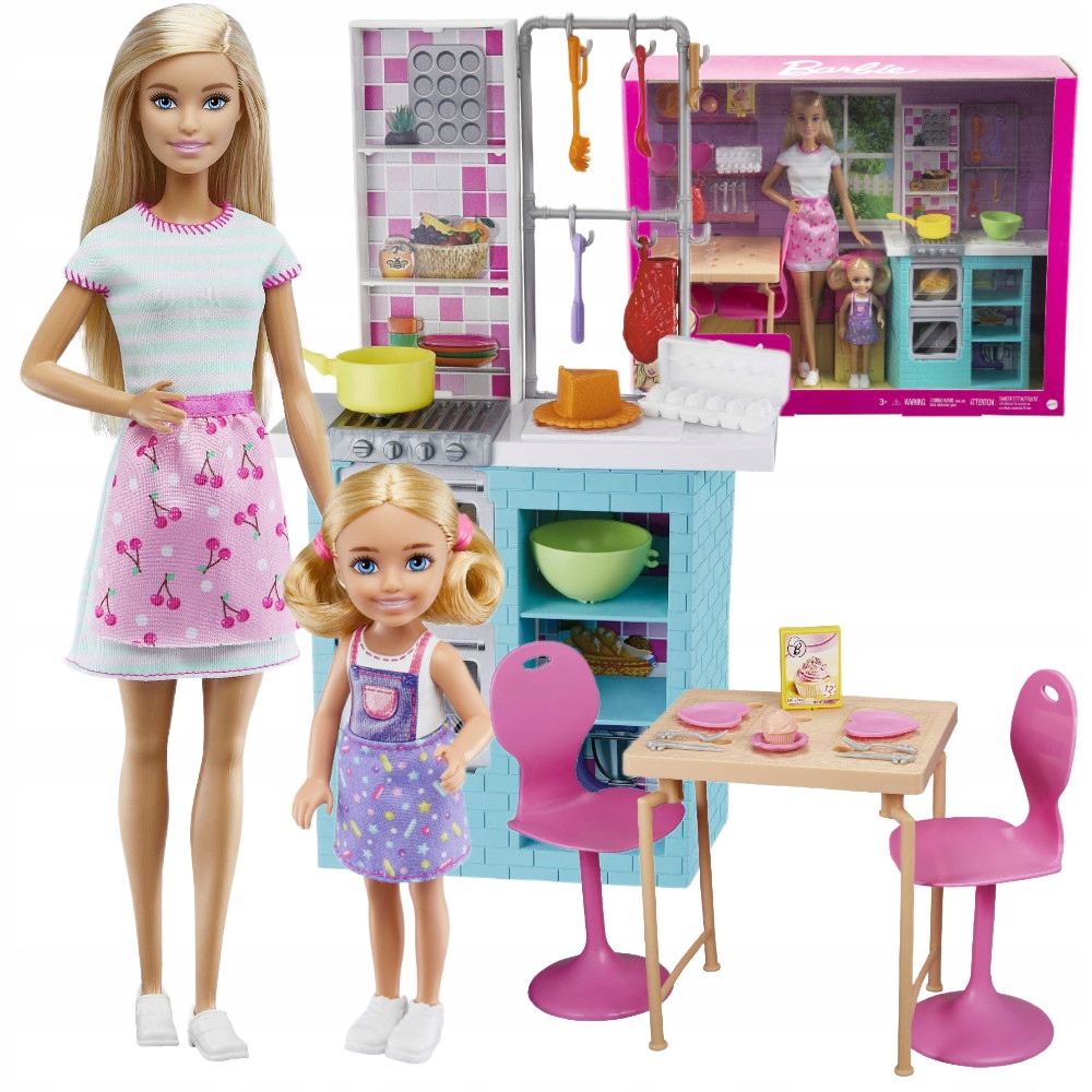 Barbie Wspólne Pieczenie Lalka Barbie I Chelsea Zestaw Kuchnia I Akcesoria
