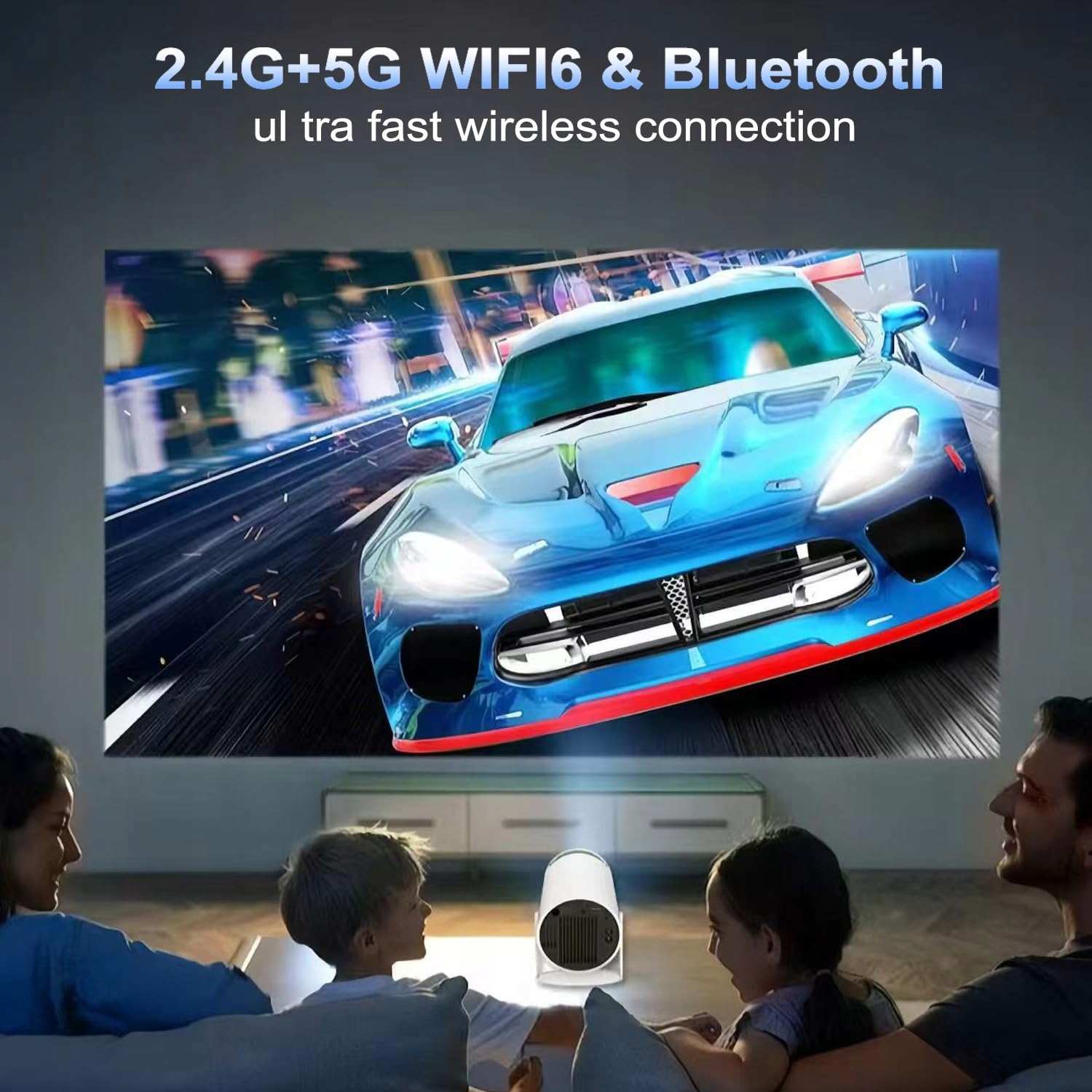 MINI BEAMER Projektor 4K 1080P Full HD WiFi 6 BT5.2 Android Netflix — miniatura 6