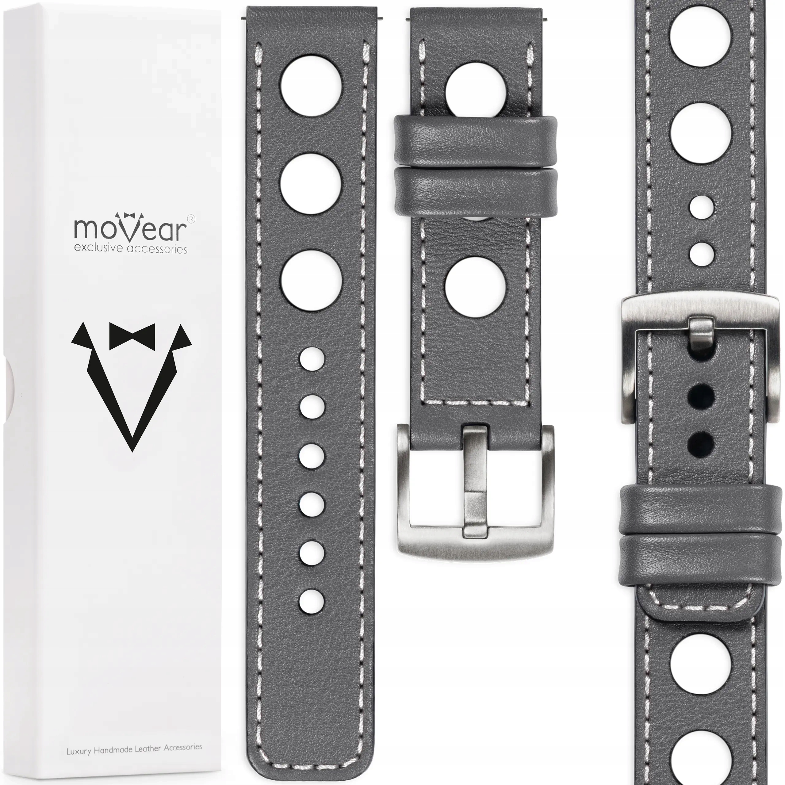 Exkluzivní řemínek 22 mm pro prémiové hodinky Italská kůže Šedá