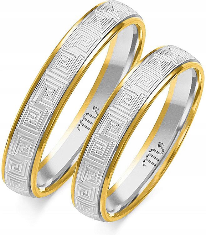 Svatební snubní prsten z bílého zlata 585, 8 9 10, originální s gravírováním, módní