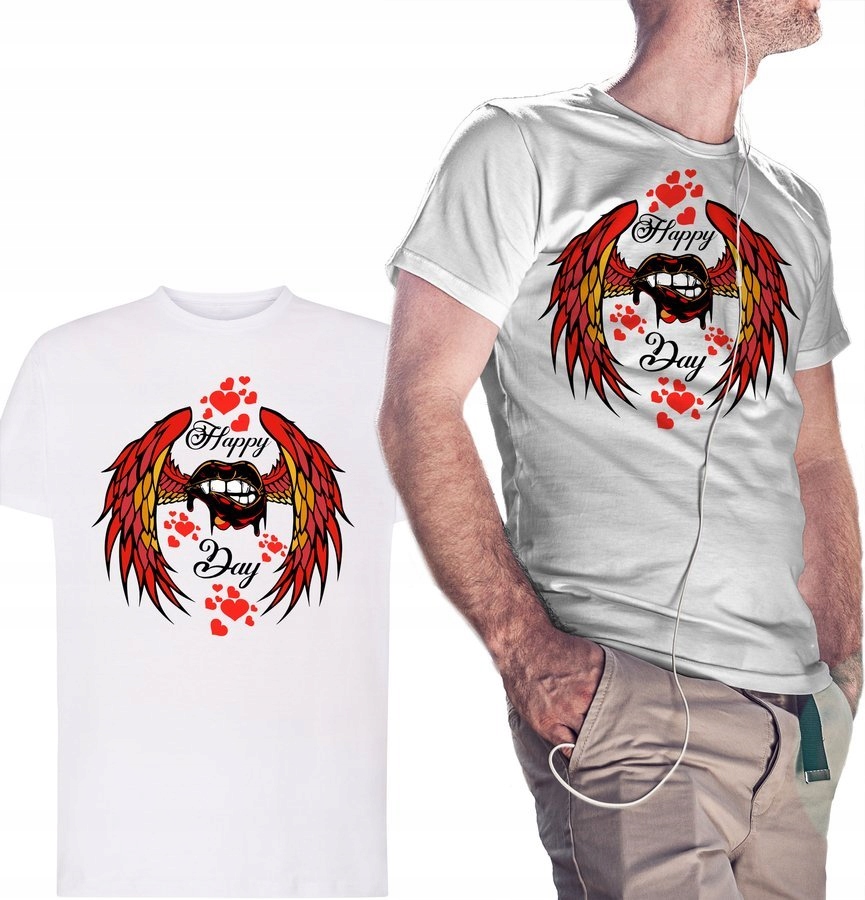 

Koszulka męska Happy Day, na prezent, biała L