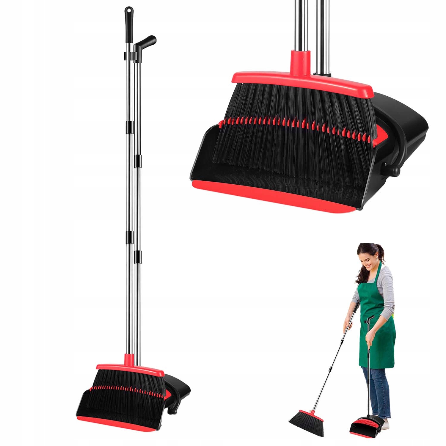 Levně Sada metly a lopatky, Leniuch metla a lopatka do domácnosti s nádobou