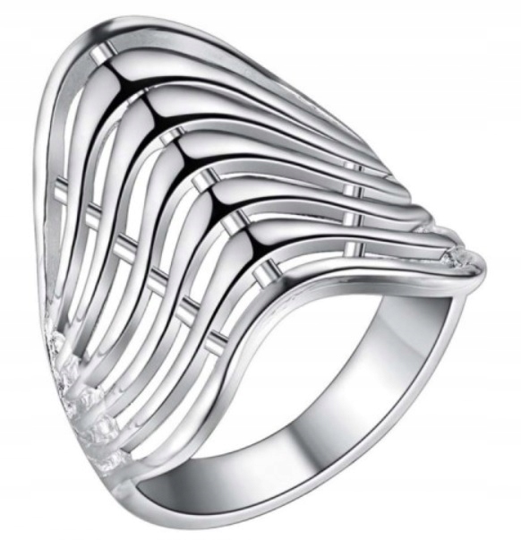 

Srebrny Pierścionek Ażurowa Fala Pr925 Rozmiar 19