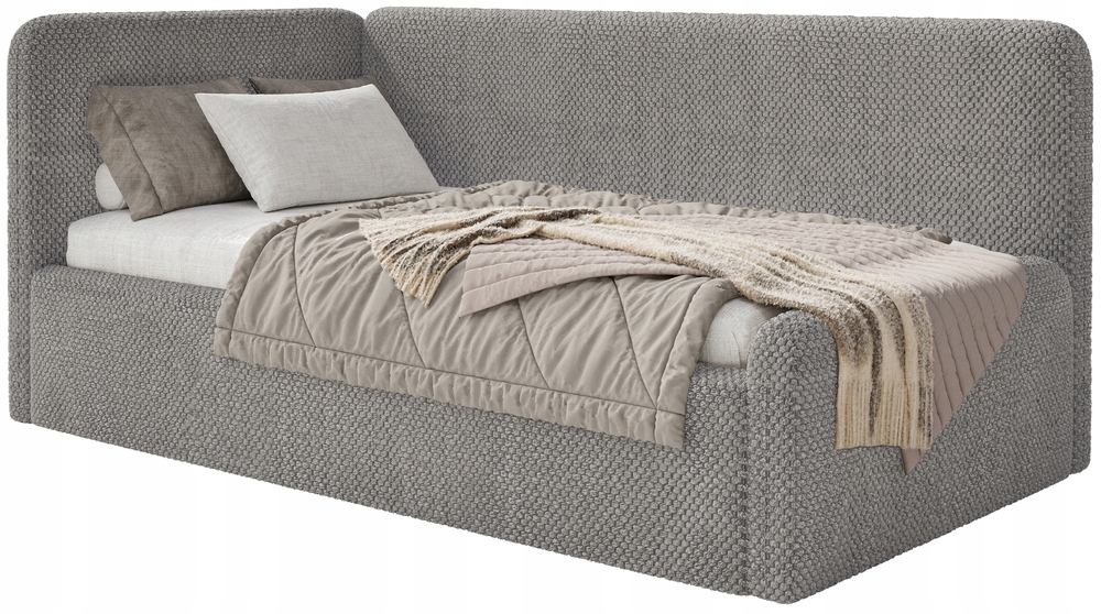 Postel pro mláděž 90x200 cm Fanklo šedohnědá plyš levá