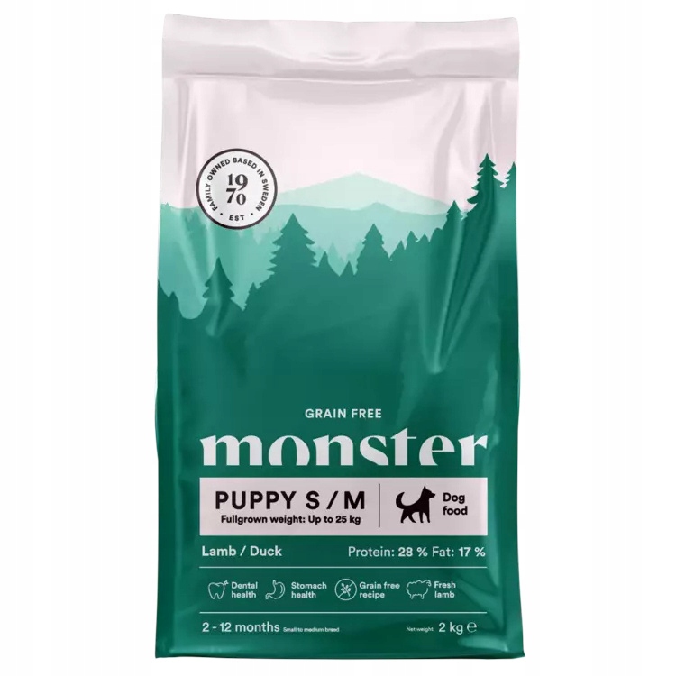 Levně Monster Dog Puppy S/m 2kg Suché Krmivo pro štěňata s jehněčím a kachním masem