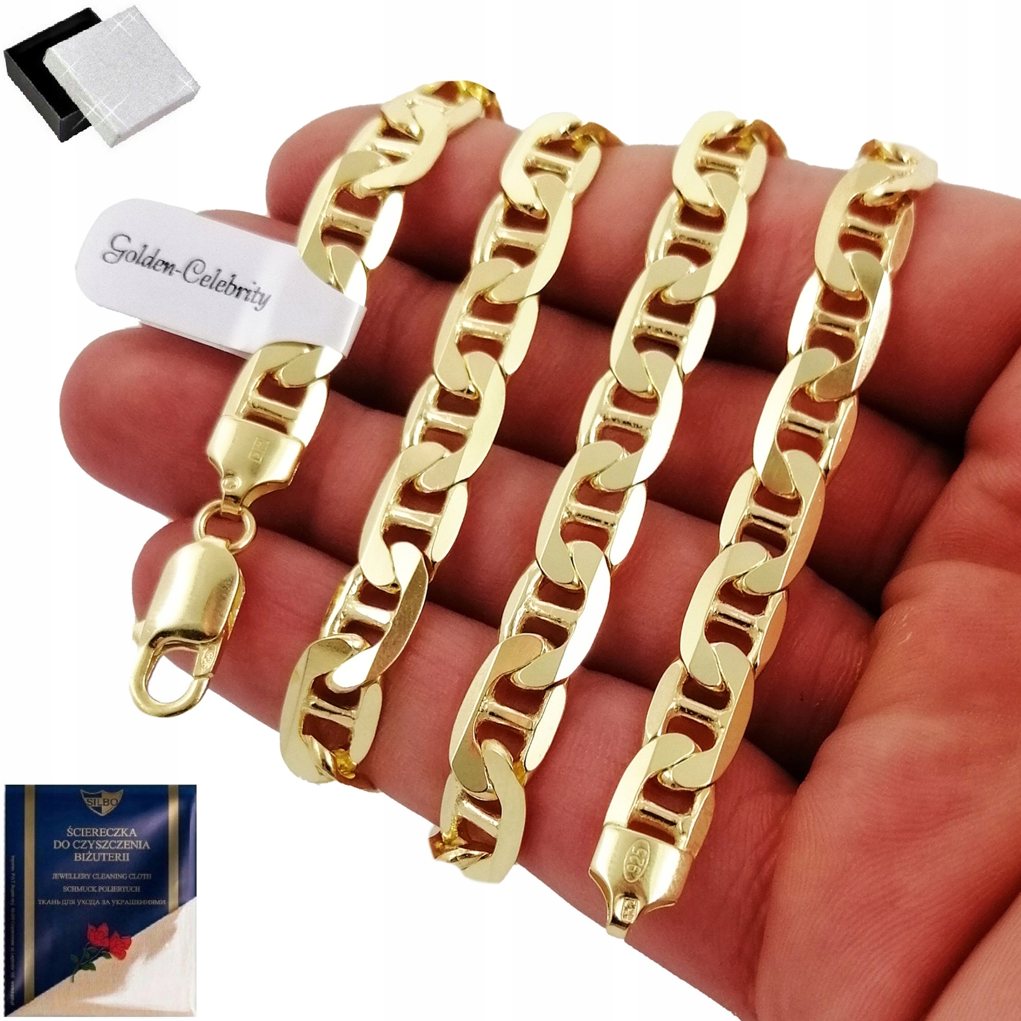 Złoty Łańcuszek Męski Gucci Pełny pr925/585 7,5mm