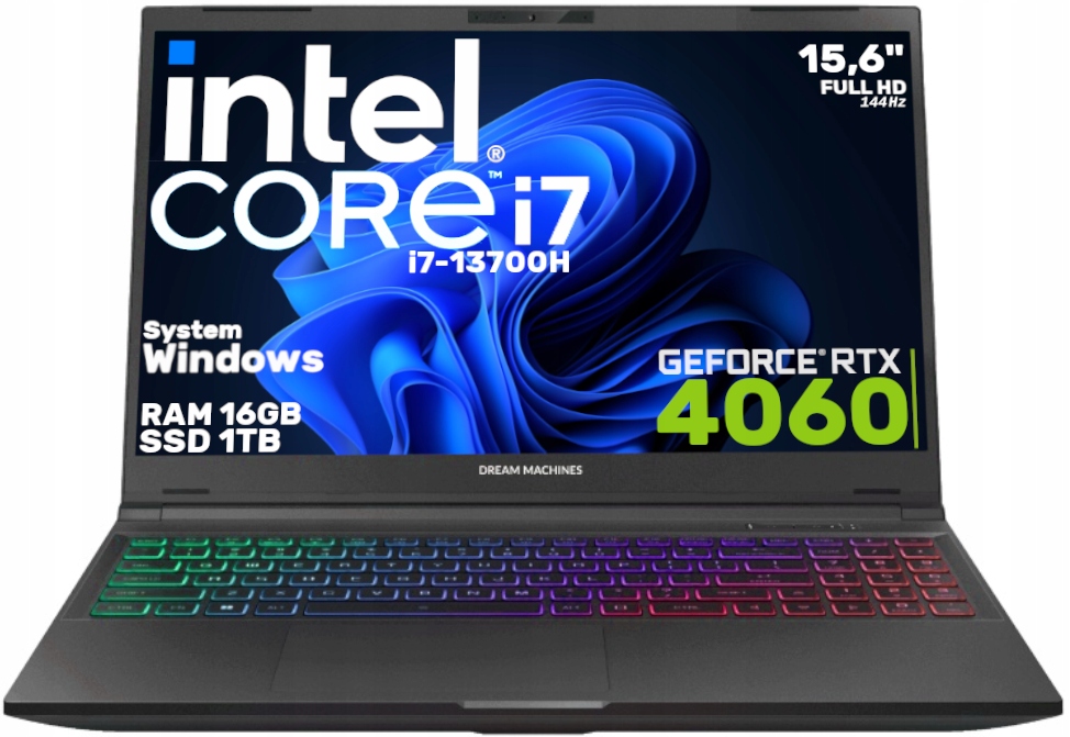 Laptop 15,6 i7 13700H Rtx 4060 1TB Ssd 16GB 144Hz