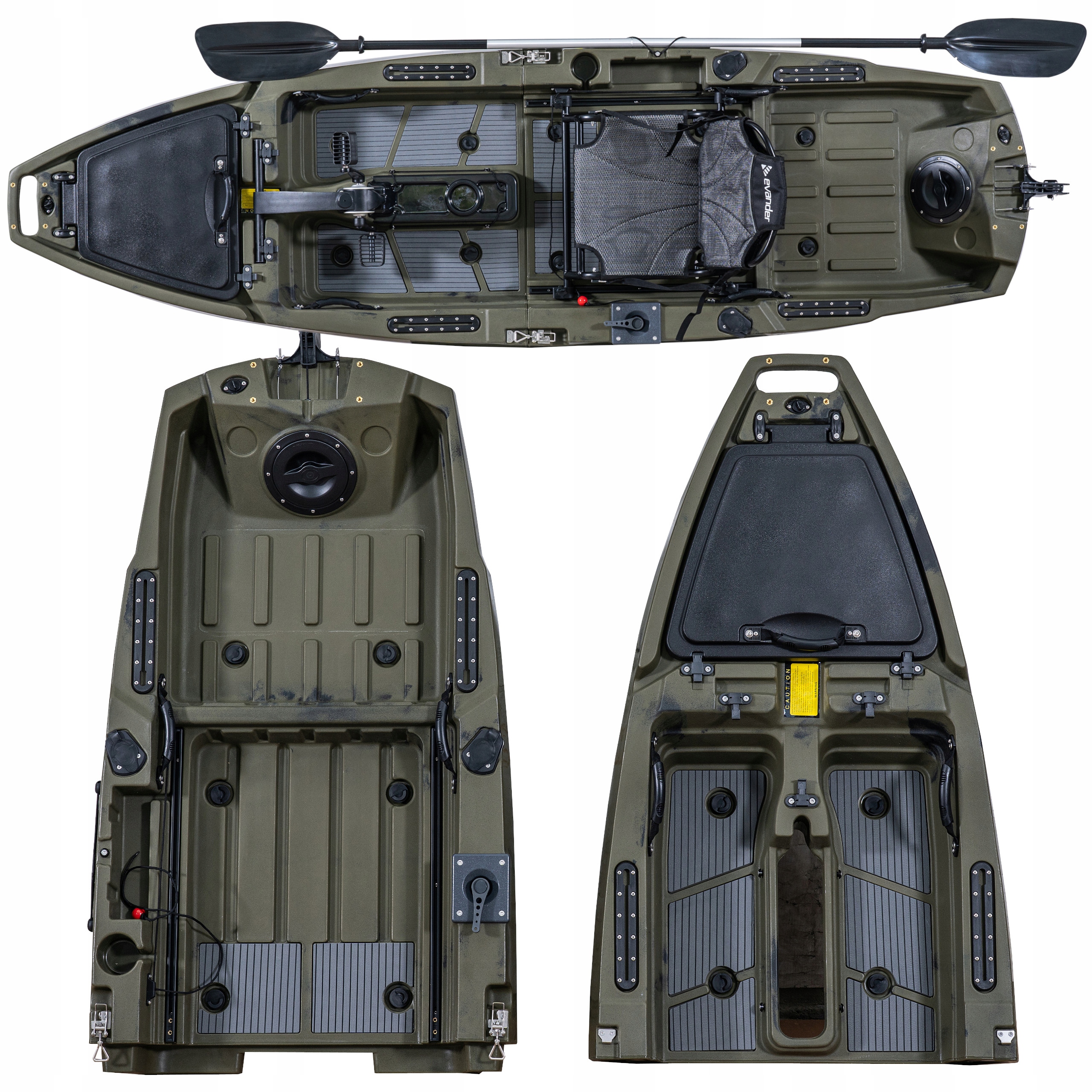 Modułowy Kajak Wędkarski Z Napędem Nożnym 300 CM Składany Kajak 2 Moduły