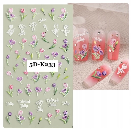 NAKLEJKI NA PAZNOKCIE SAMOPRZYLEPNE KWIATY 5D