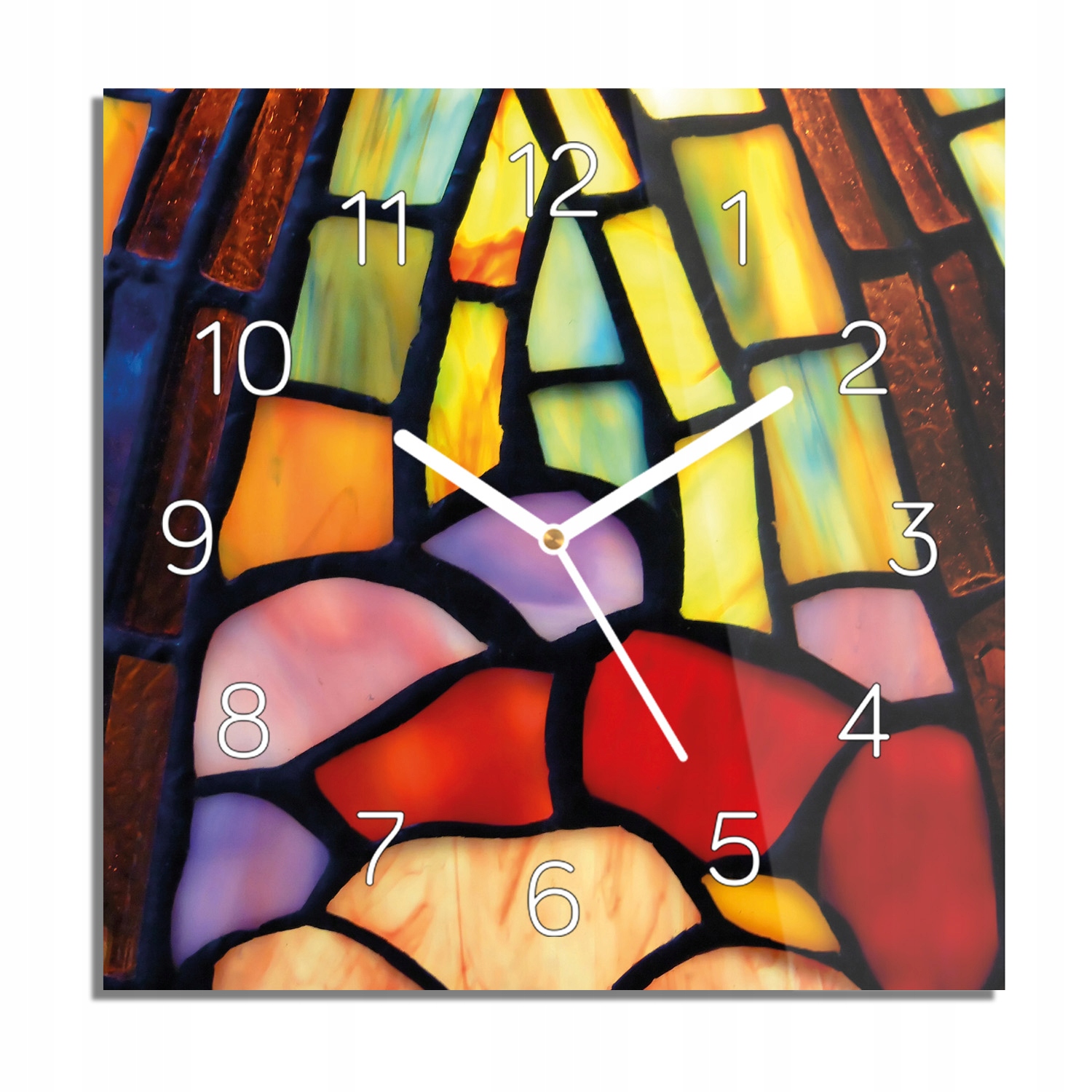 

Witraż abażur zegar na szkle do kuchni 30x30 cichy