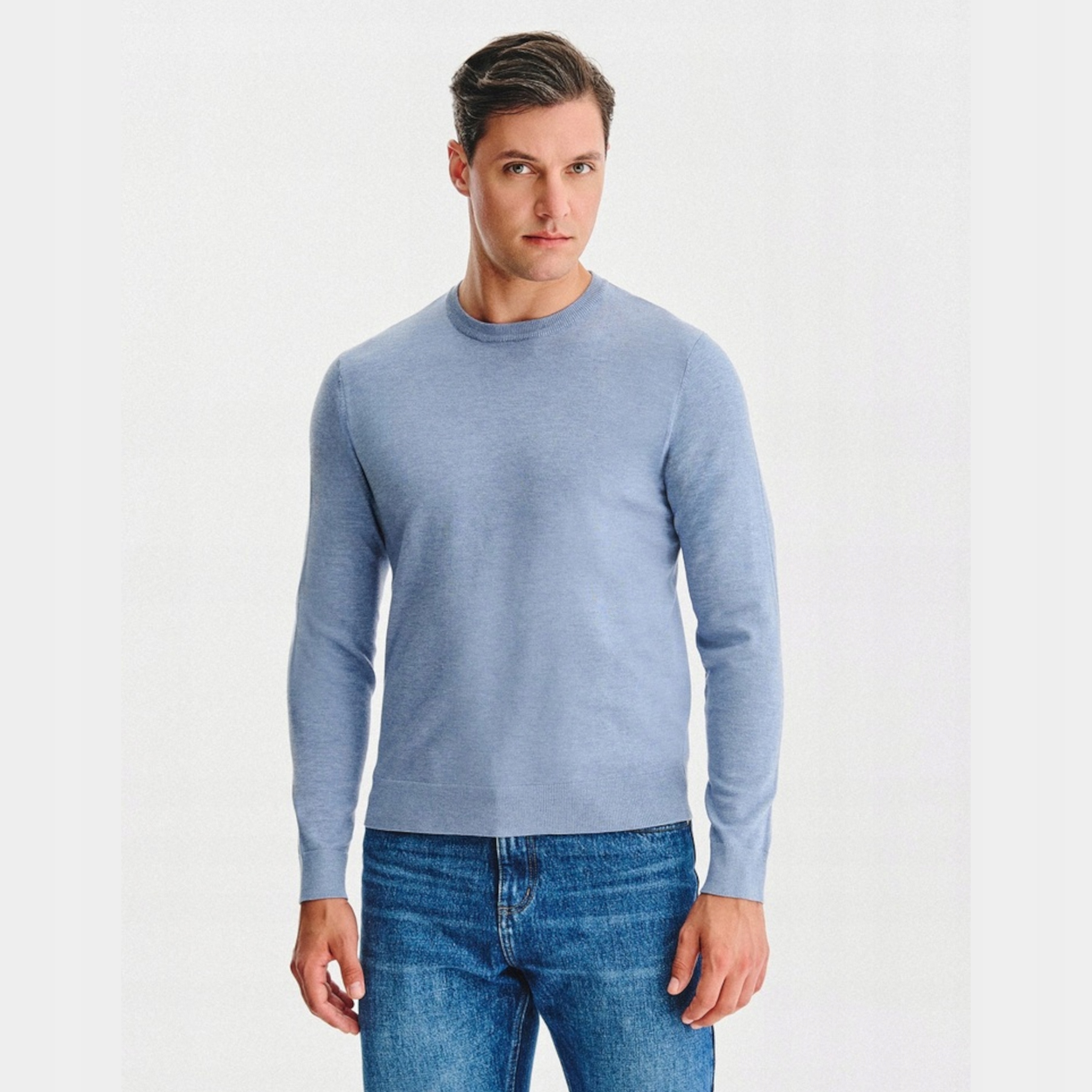 Pletený pánský svetr v modré barvě o-neck Pako Lorente vel