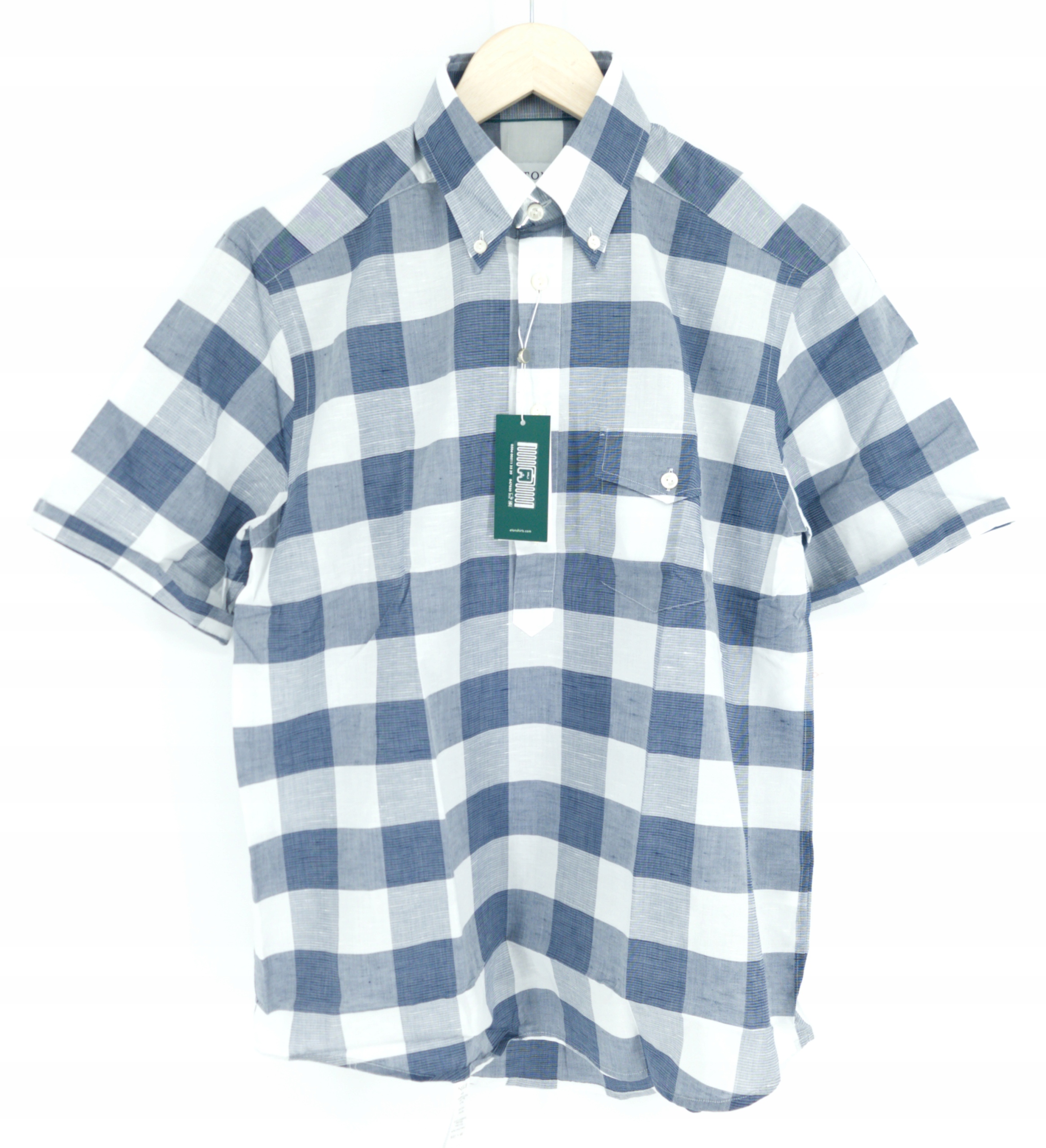 Košile slim s krátkým rukávem a přídavkem lnu Eton 39