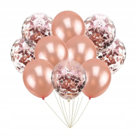 

Zestaw balonów złoty róż chrom z konfetti balon