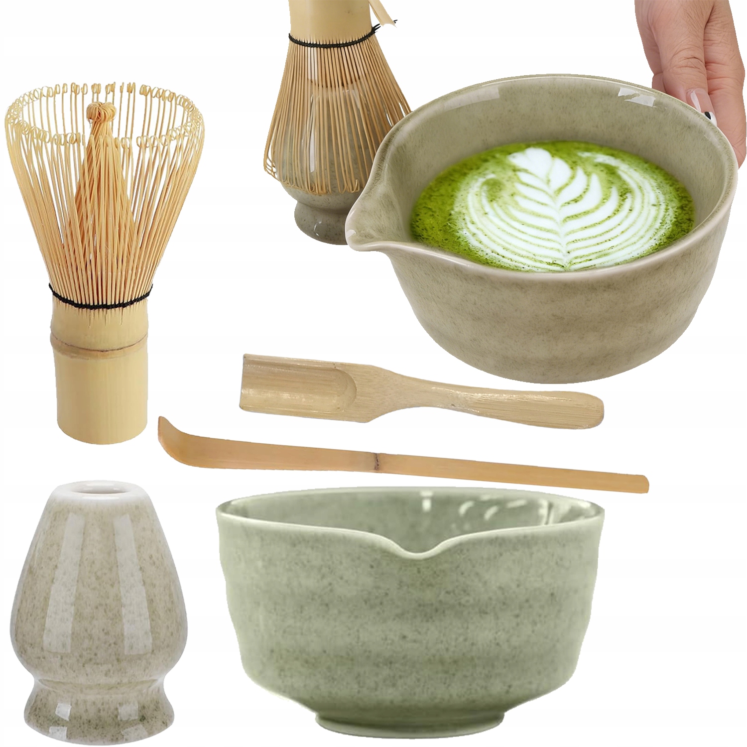 Levně Chashaku keramika Set Na Čaj Matchy Šlehací Metla Lžíce