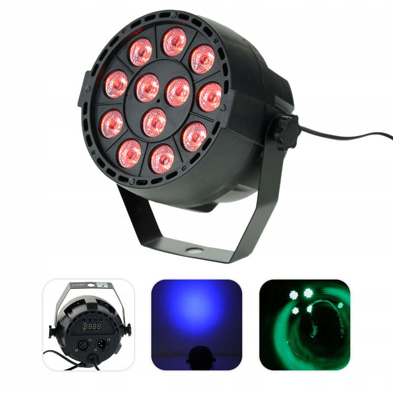 Reflektor imprezowy LED PAR RGB 18W DMX Auto Sound Fade Strobo