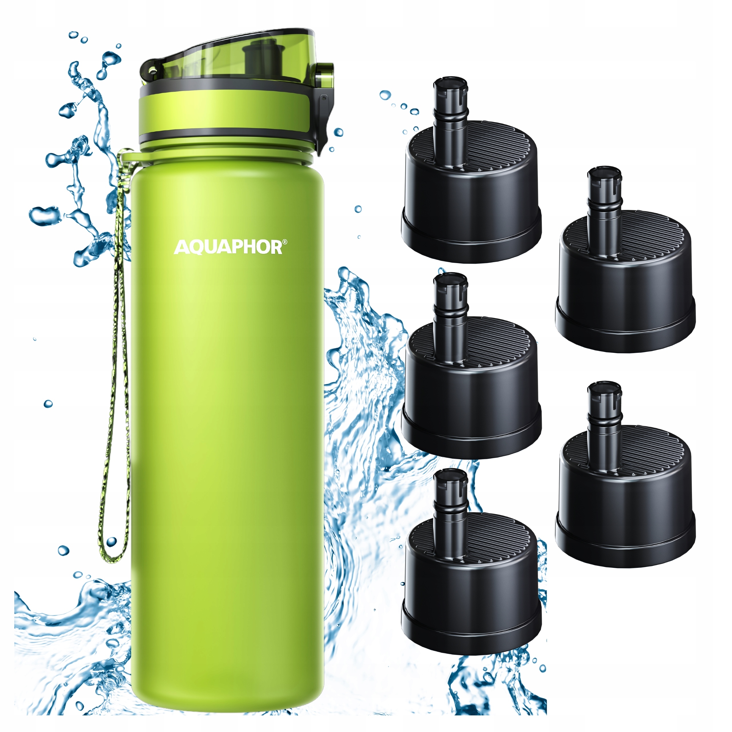 Filtrační láhev Filtr Lahev Na Pití Aquaphor City 800 ml Zelená Sada 5 náplní