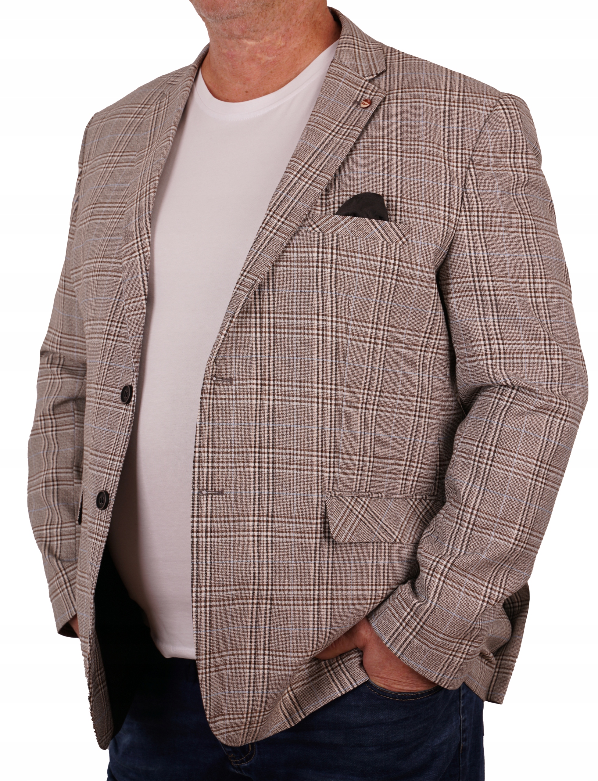 

Marynarka W Kratę Beżowa Elegancka Casual Duża 70