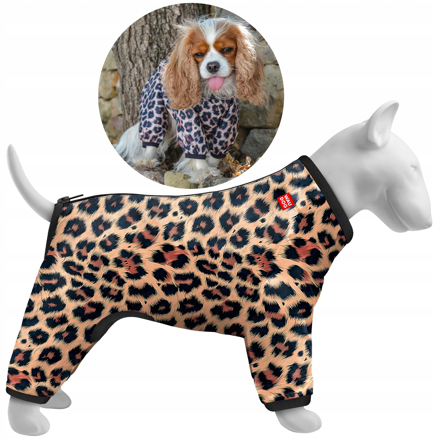 Levně Větrovka pro psa s zipem na zádech, lehká, stylová, Leopard, XXXS(XS25)