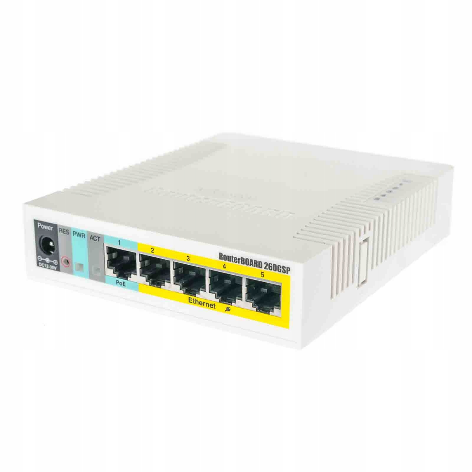 Switch MikroTik RB260GSP CSS106-1G-4P-1S 5x RJ45 SFP 4x Passive PoE