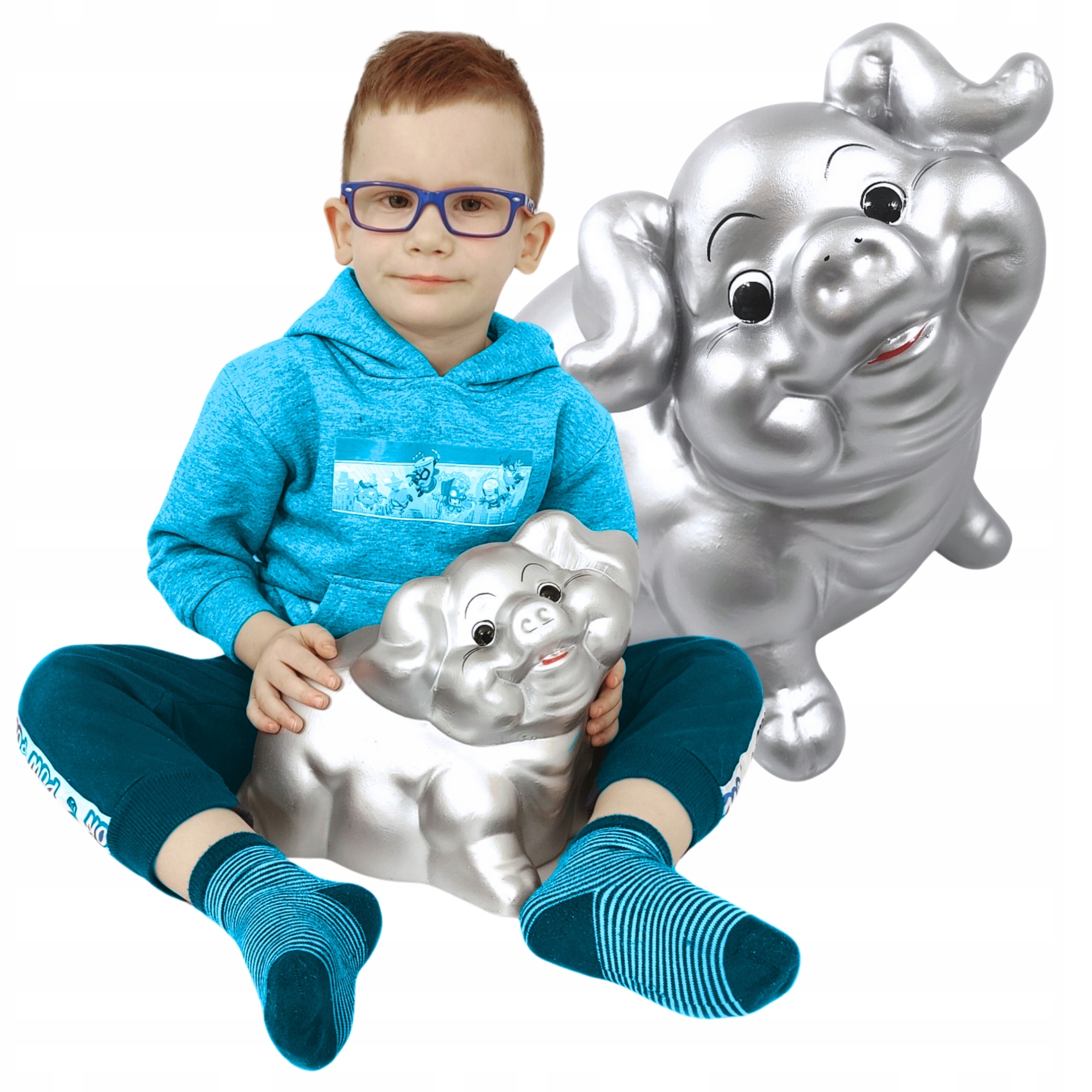 Pokladnička prasátko Stříbrná velká XXL keramická k rozbití dárek na Svatba