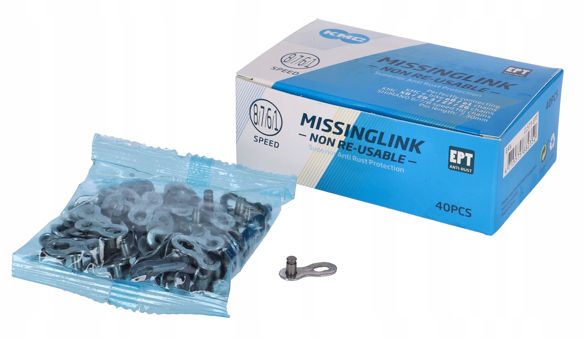 Kmc Koncový článek Xxl- balení Missinglink E1nr Ept 40 Ks, 1/ 2"x3/ 32"