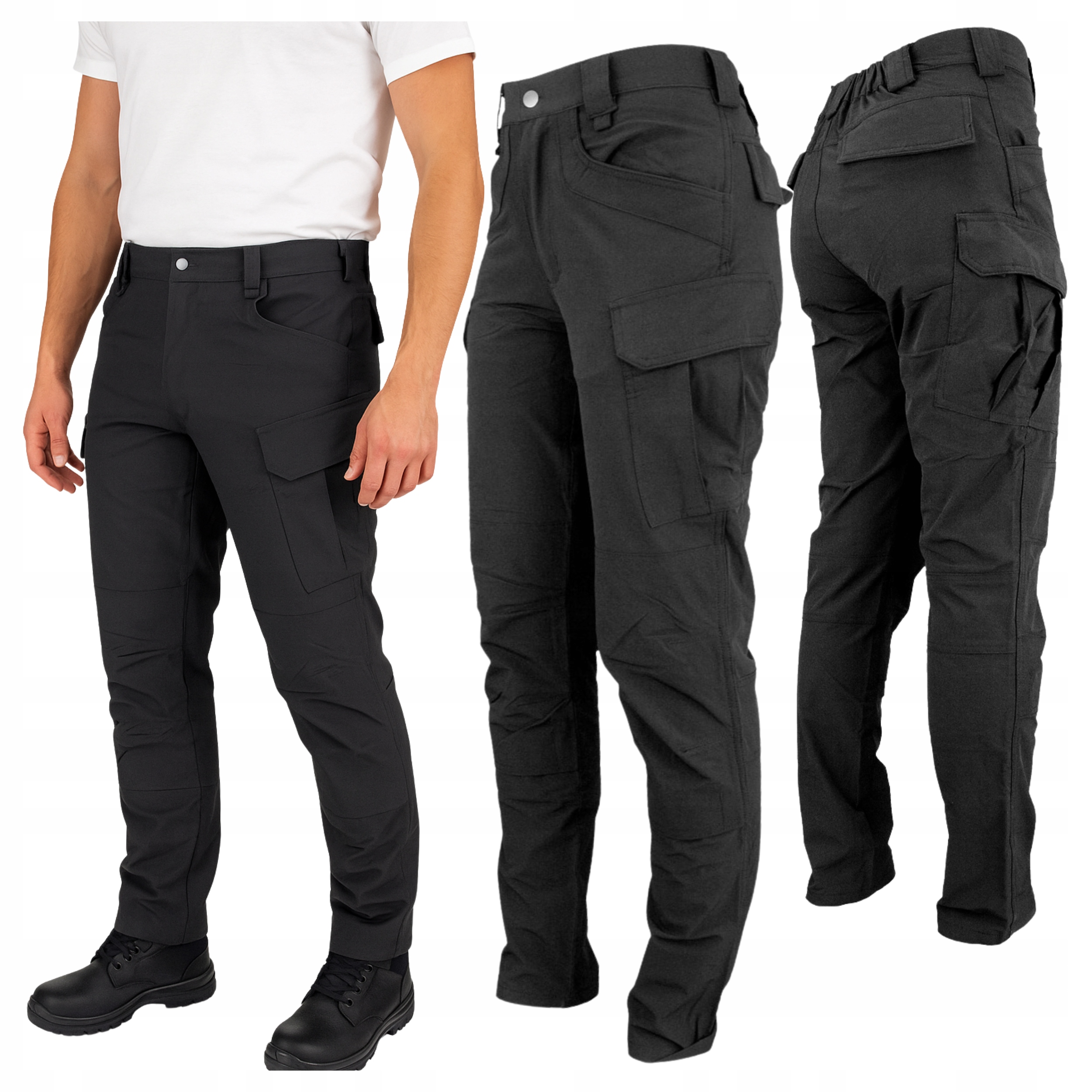 Pracovní kalhoty Bojovky Pánské černé Elastické Silné outdoorové Bozp vel. 60