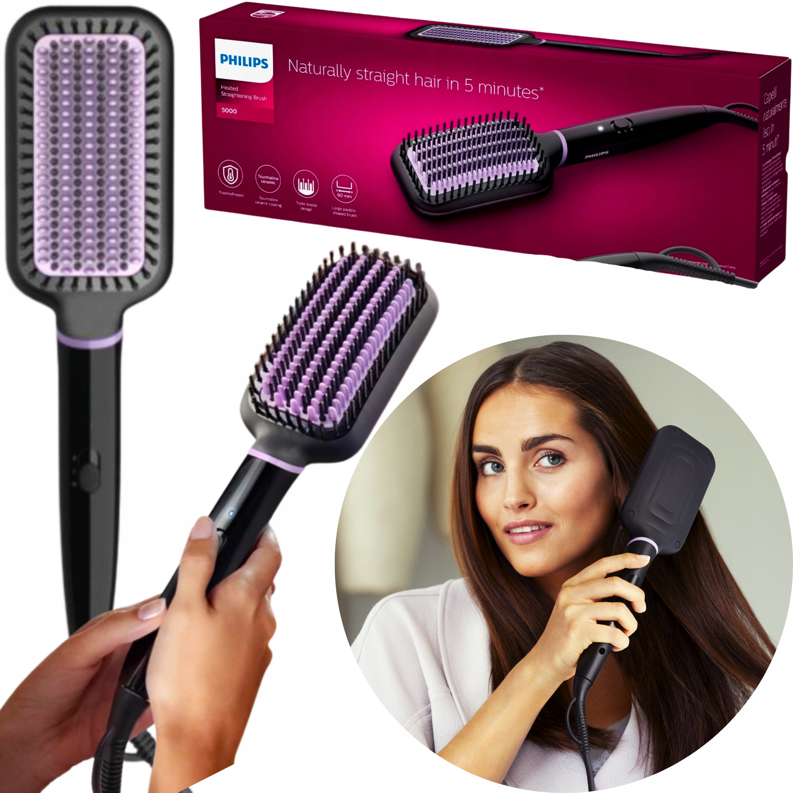 Szczotka Do Włosów Prostująca Philips Do Stylizacji I Czesania 52W