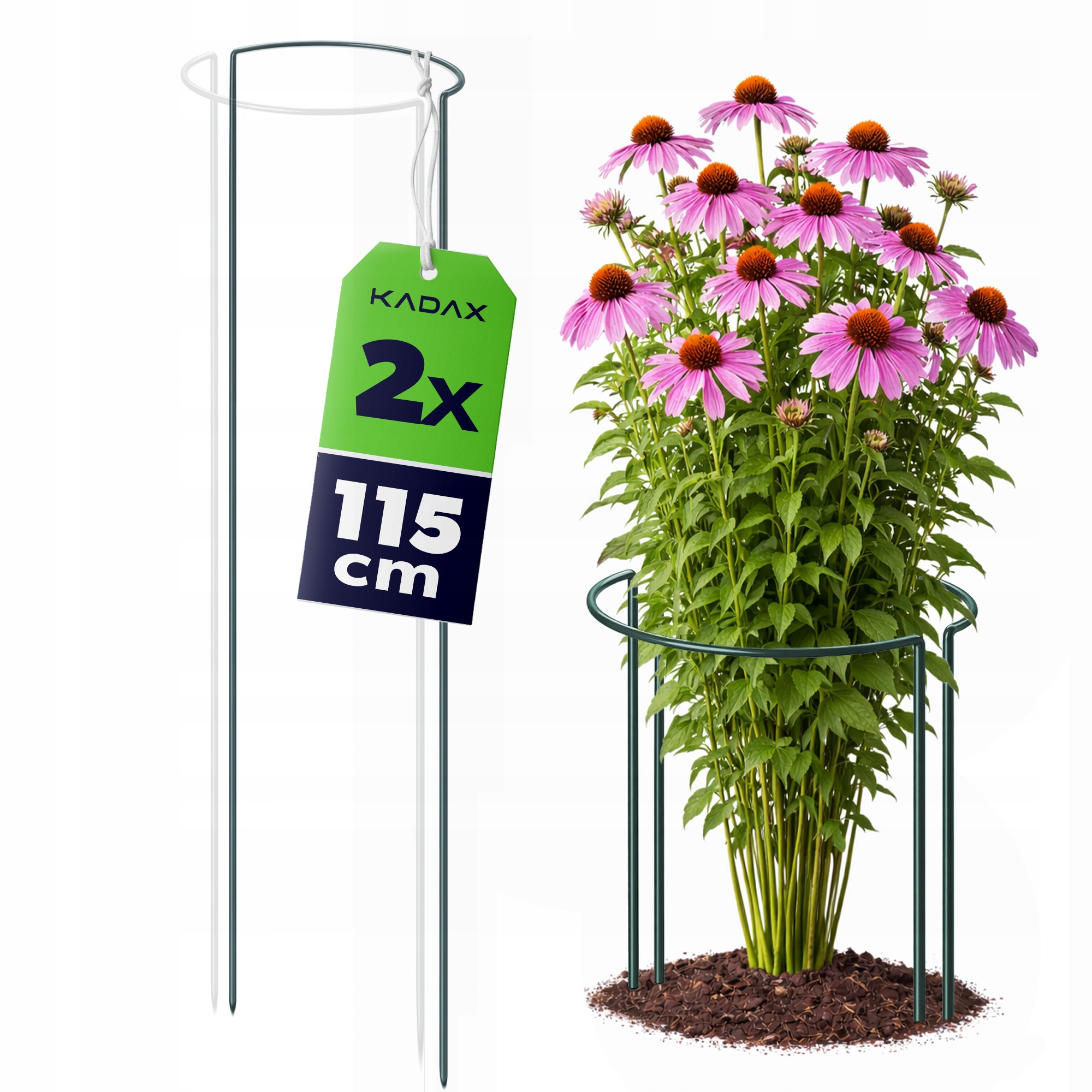 2 SZT. PODPORA DO ROŚLIN 115 cm HORTENSJI RÓŻ KWIATÓW METALOWA PÓŁOKRĄGŁA