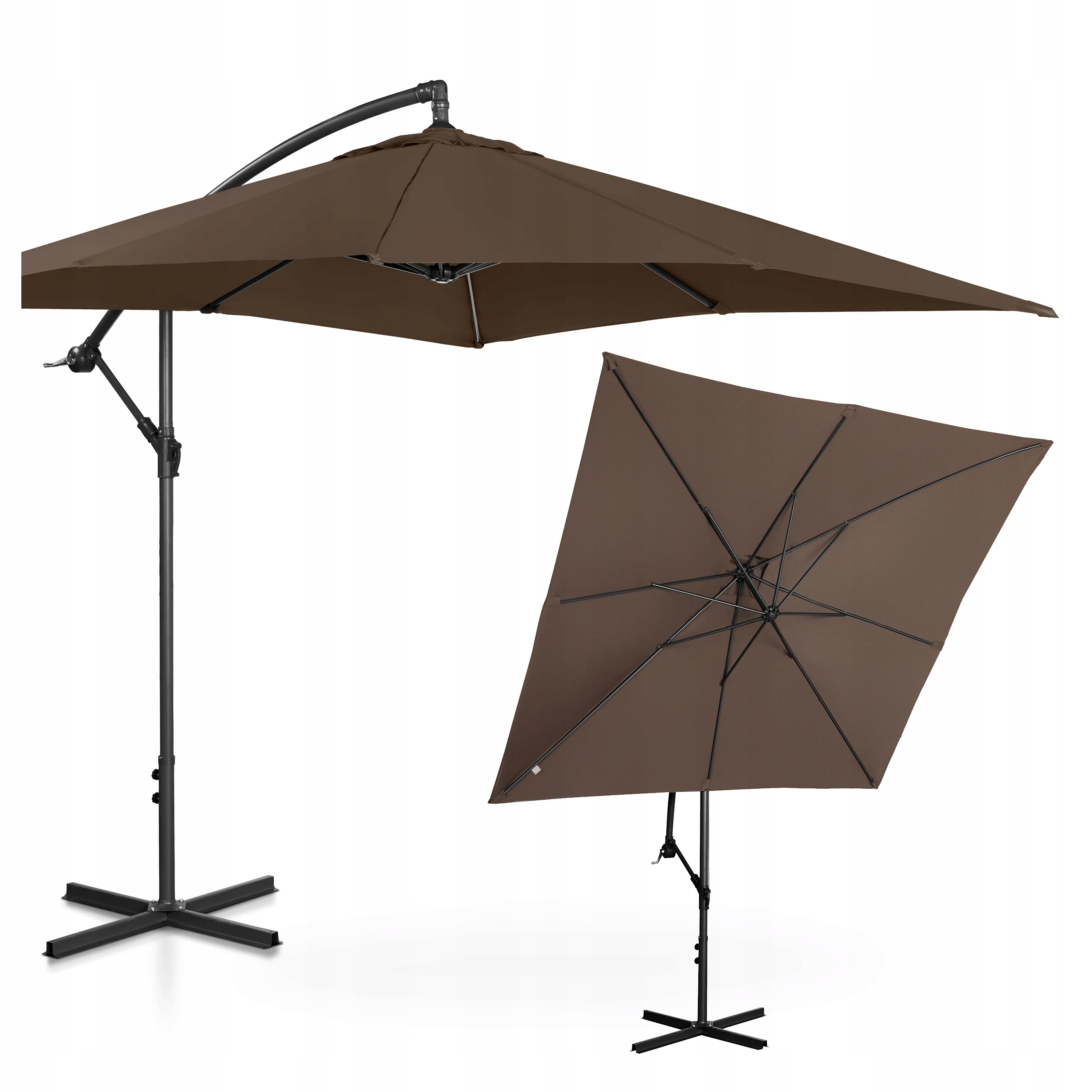 

Parasol Ogrodowy Wiszący Brązowy Na Wysięgniku