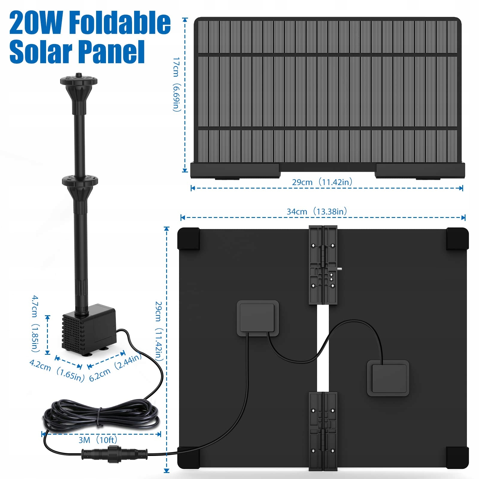 AISITIN 20W Solarowa Fontanna Ogrodowa Zestaw DIY Z Regulowanym Stojakiem — miniatura 2