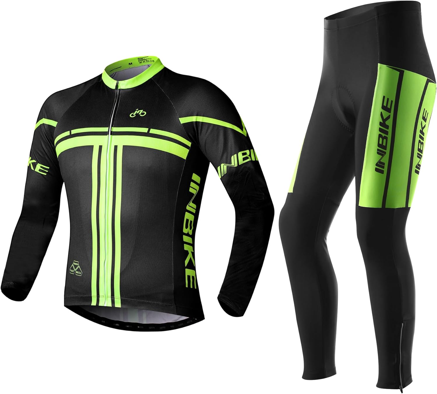 Inbike Zestaw rowerowy koszulka i spodnie czarno-zielone 2XL