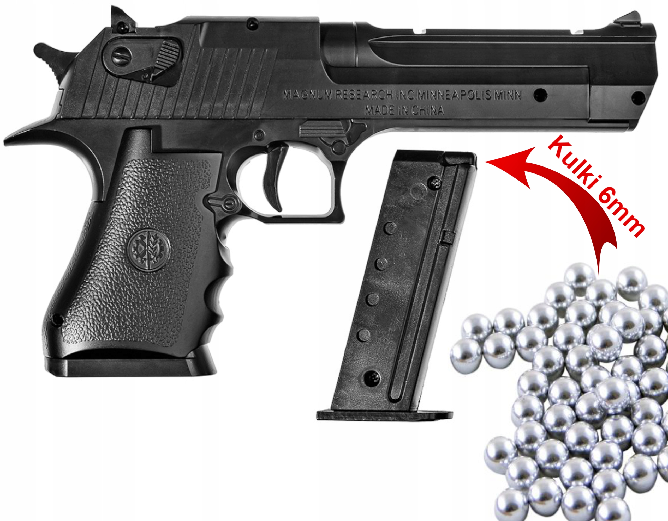 _METALOWY PISTOLET DESERT EAGLE NA KULKI + GRANAT_ Seria AIR SOFT GUN [ASG]