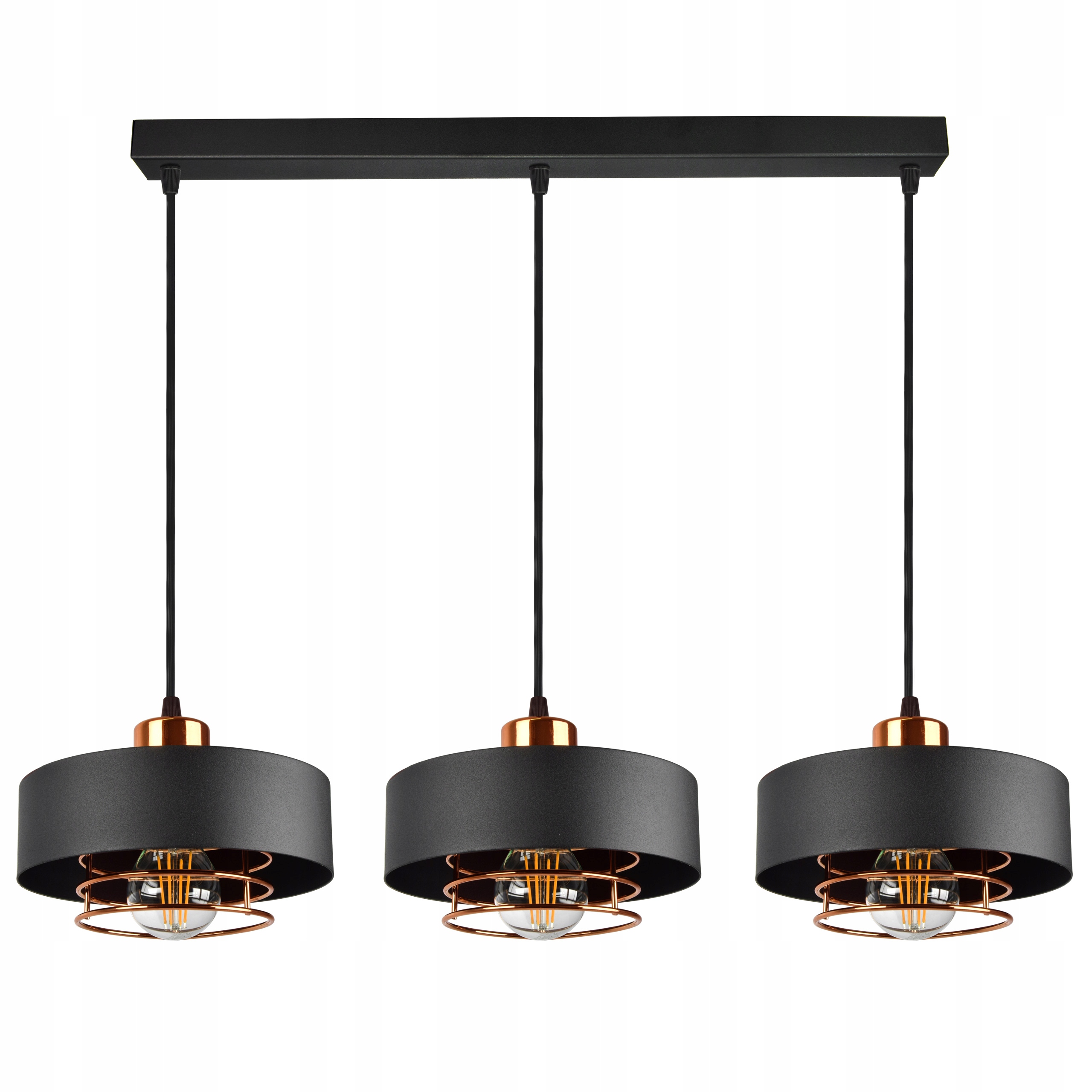

Lampa Wisząca Sufitowa Żyrandol Czarna z Miedzią