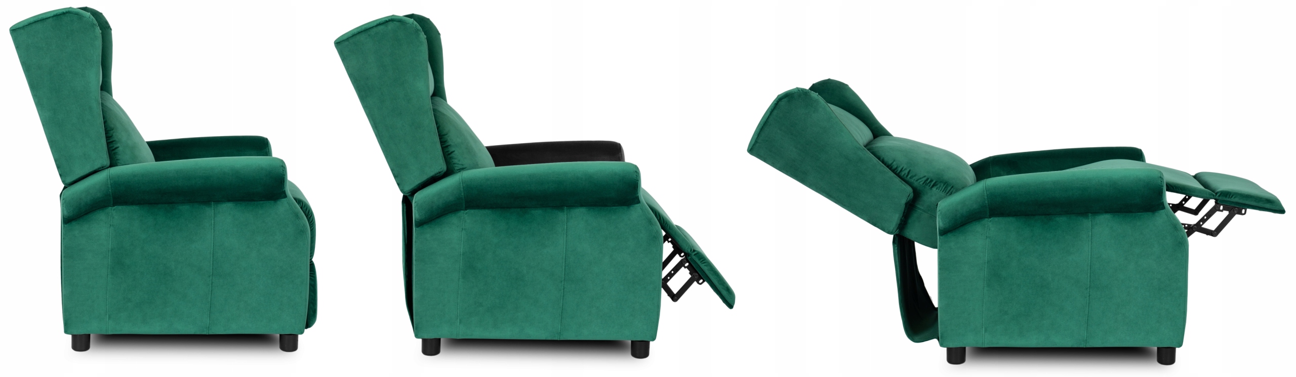 Fotel Wypoczynkowy Rozkładany Uszak Do Salonu Loft Welurowy Zielony SIMON Materiał obicia welur