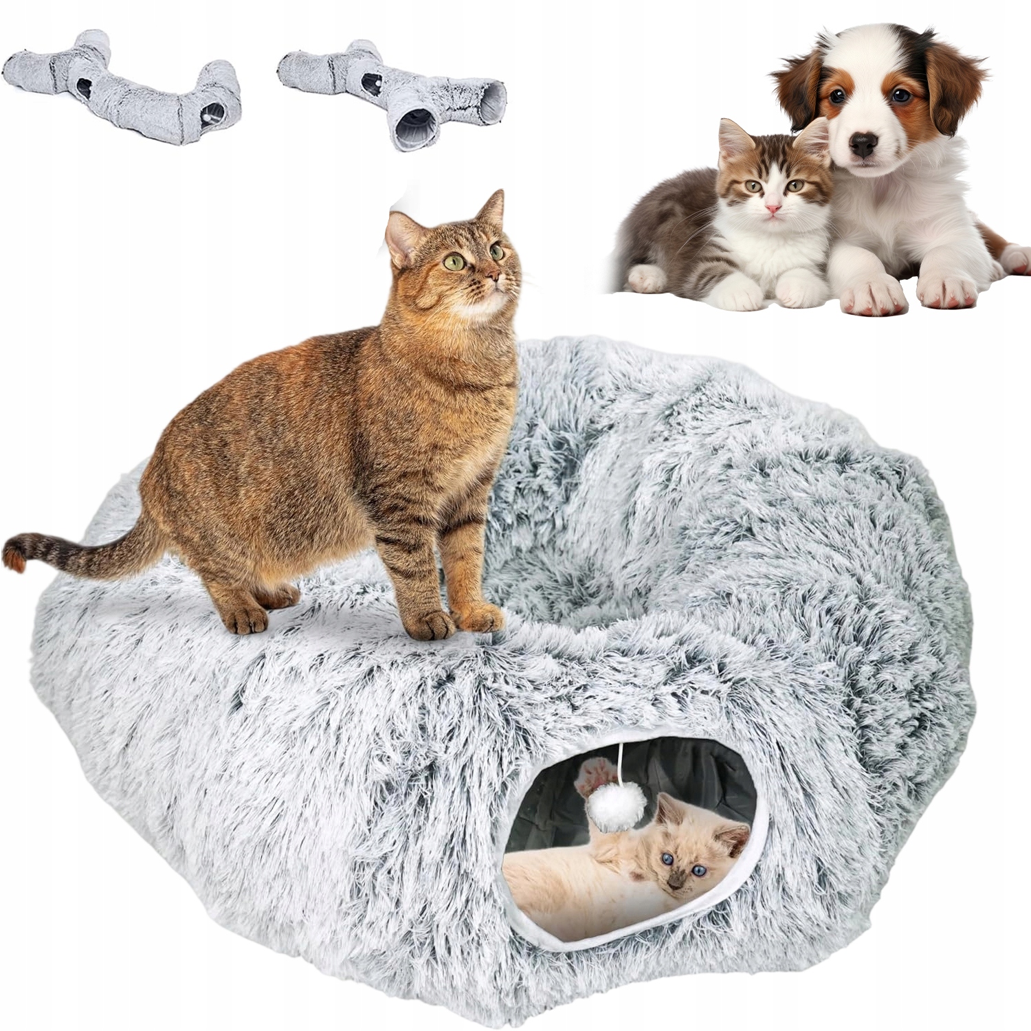 Levně Tunel Pro Kočky Plyšový Interactive Plush Cat Tunnel Toy Měkký A Pohodlný
