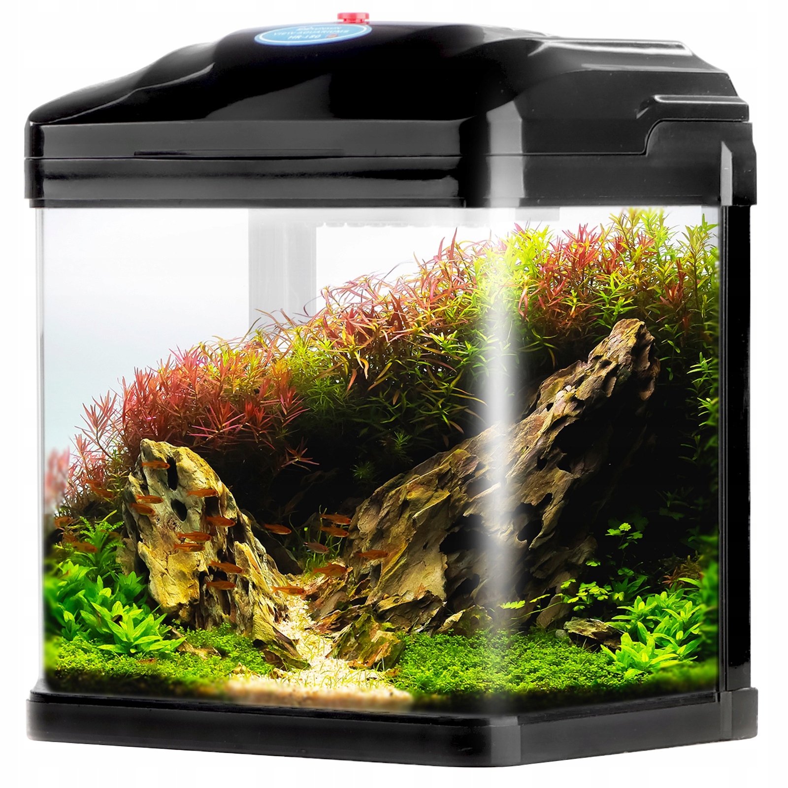 Akvárium 3 L Pro Děti Led Filtr Pumpička Kompletní Sada Černá