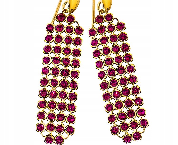 Krystaly Náušnice Crystallized Ruby Zlaté Stříbro