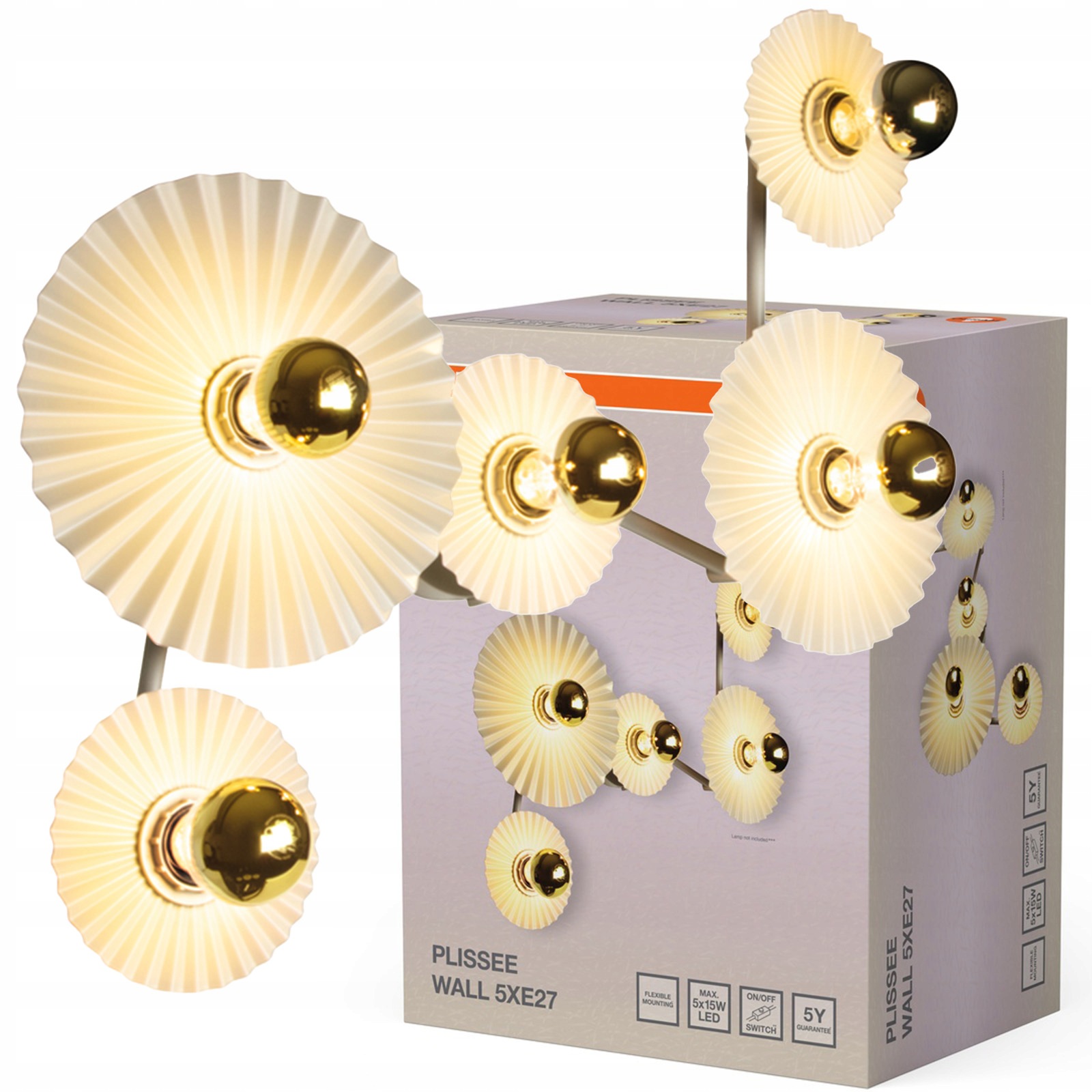 Nástěnná lampa Stropní Svítidlo Reflektor Led Spot 5x E27 Béžová Decor Osram