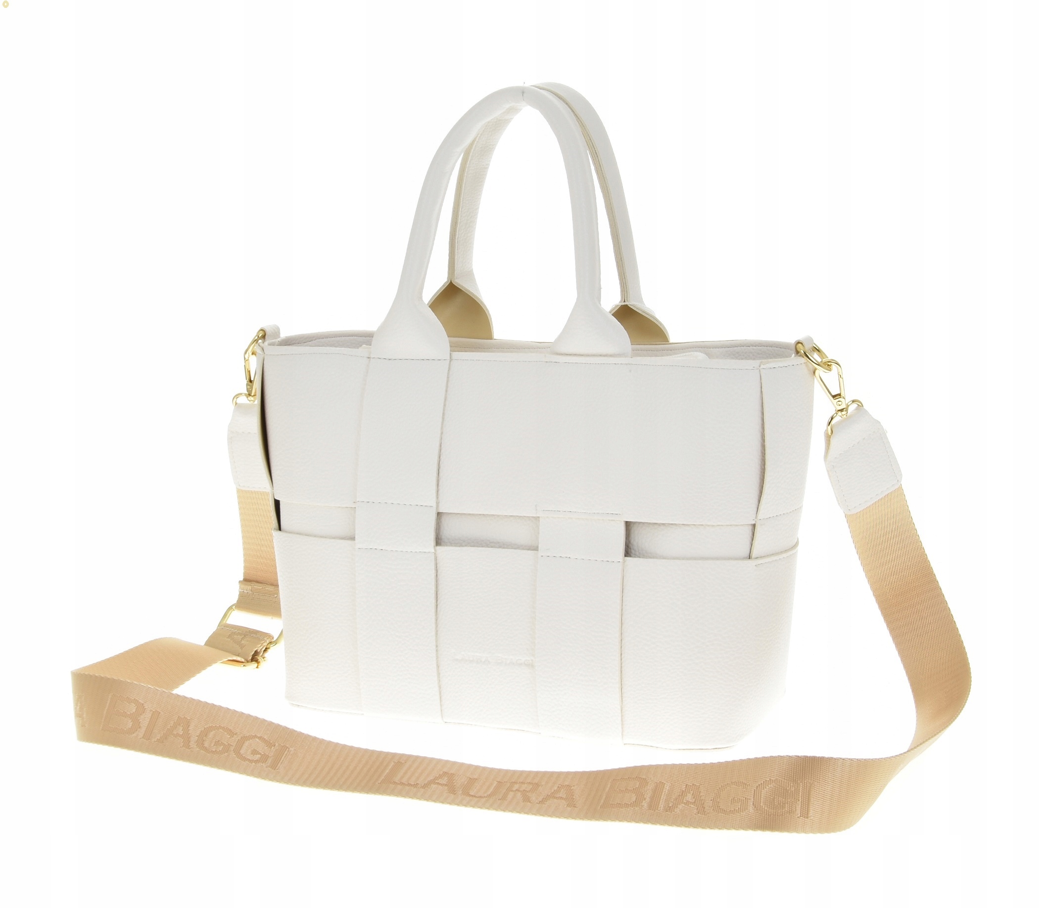 Dámská kabelka Laura Biaggi bílá shopper přes rameno pásek elegantní kufřík