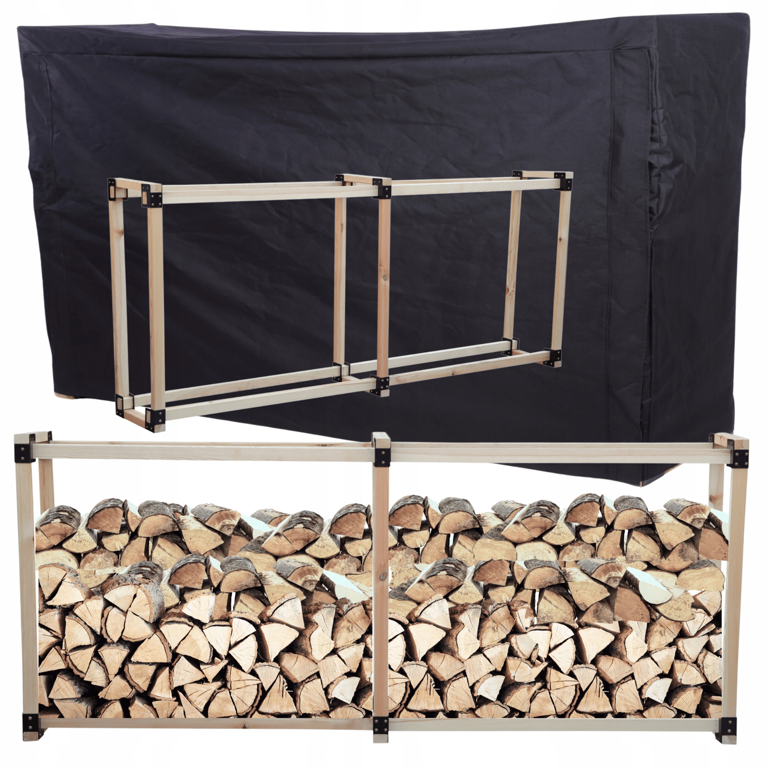 Stojan na dřevo krbový přístřešek s dřevěným potahem 1,4 m3 Eko Pevný