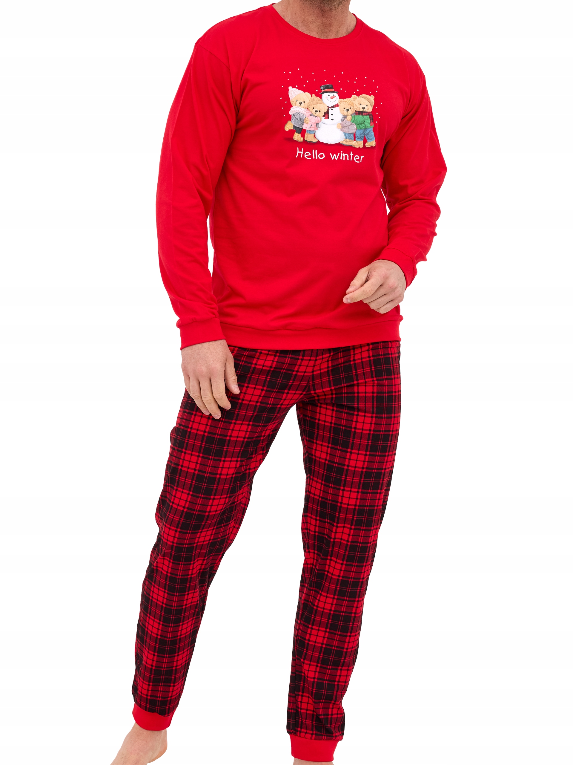 Pánské vánoční pyžamo Cornette 115/289 Winter vel. L (48) červená mřížka