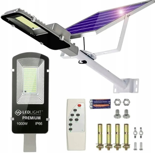 1000W Lampa Solarna Led Latarnia Ogrodowa Mocna Proffesional Pilot Panel