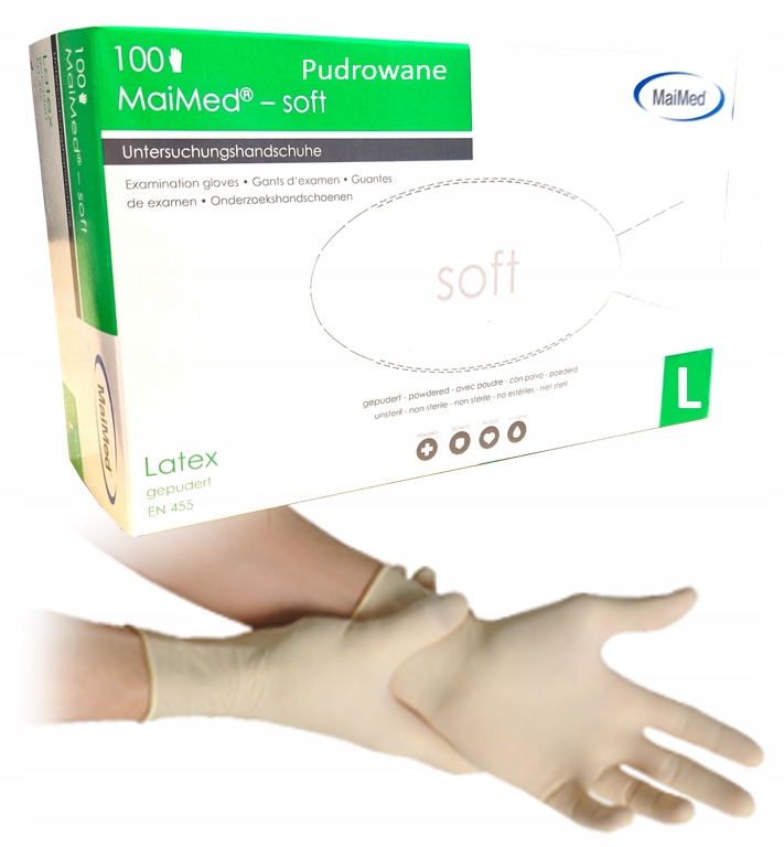RĘKAWICE RĘKAWICZKI LATEKSOWE PUDROWANE L 100 SZT