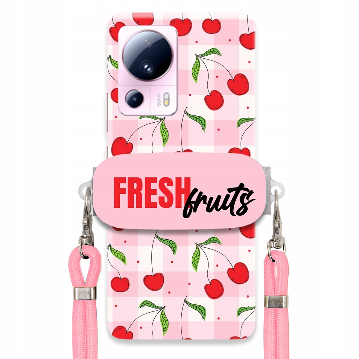 Puzdro pre Xiaomi CIVI 2 Case Držiak na šnúrku Ružový Fresh Fruits Mriežka