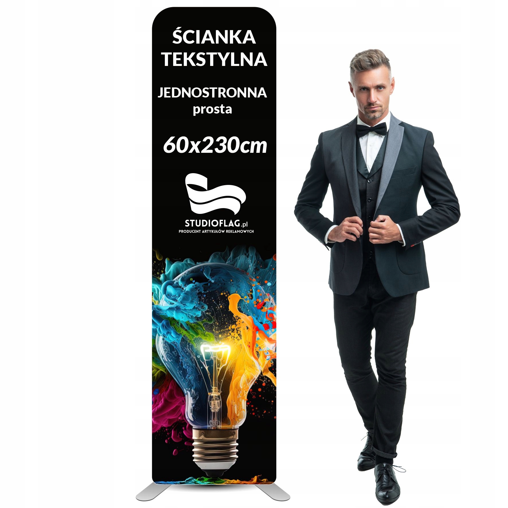 Ścianka Reklamowa Tekstylna 60x230 Nadruk Projekt jednostronna