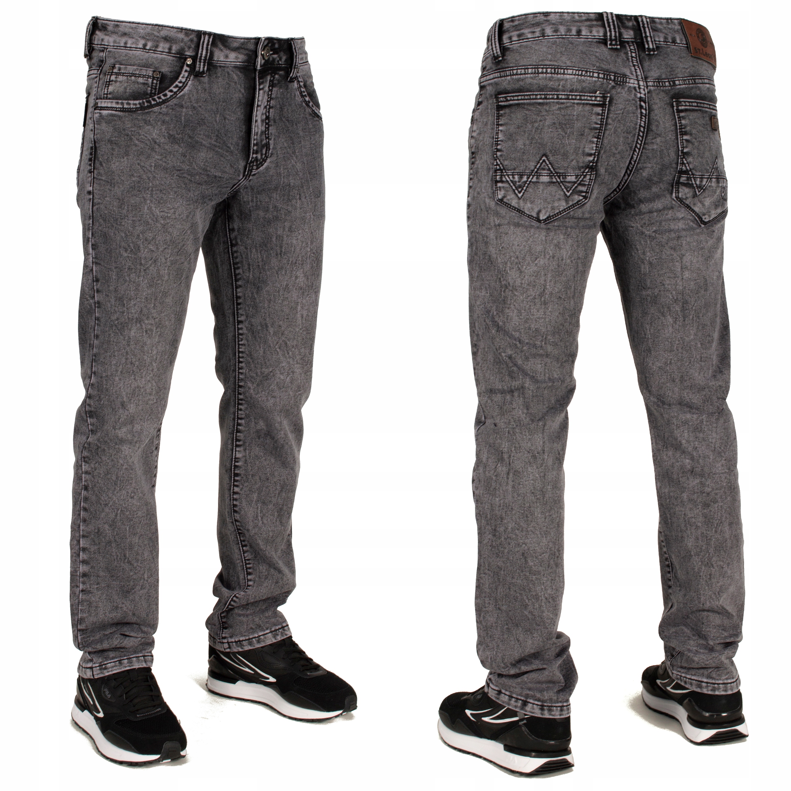 Spodnie męskie jeans W:33 88 CM L:32 stalowe cieniowane