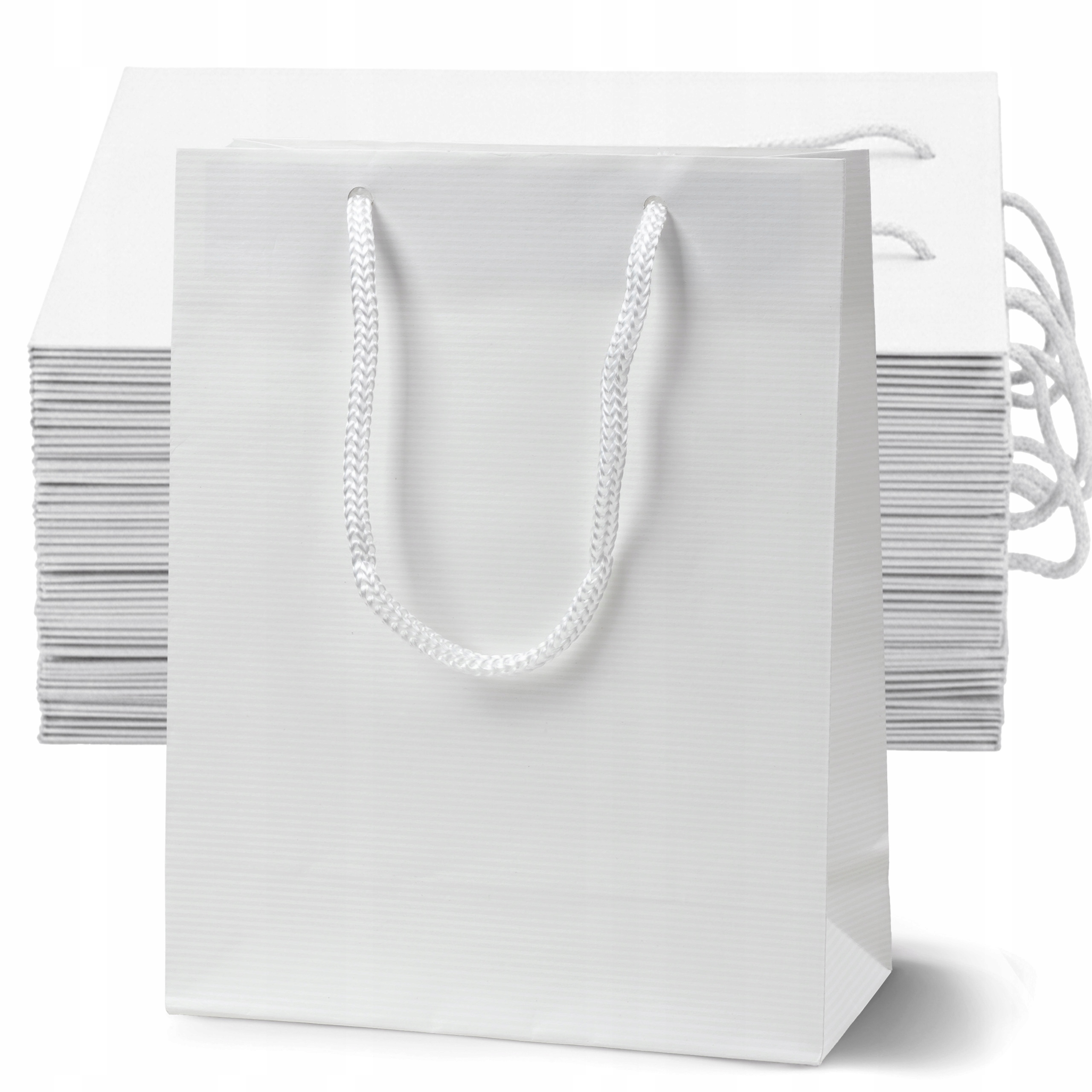Zestaw 50 szt. Torba Papierowa 17x7x21 cm Biała Prestige Premium