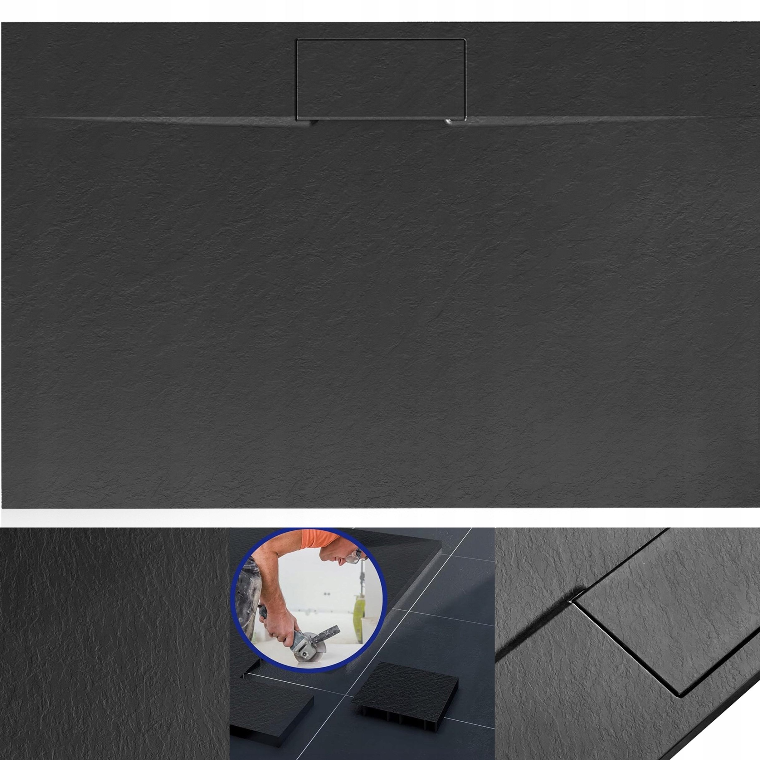 Rea Sprchová vanička Bazalt Long Černá 80x120 cm