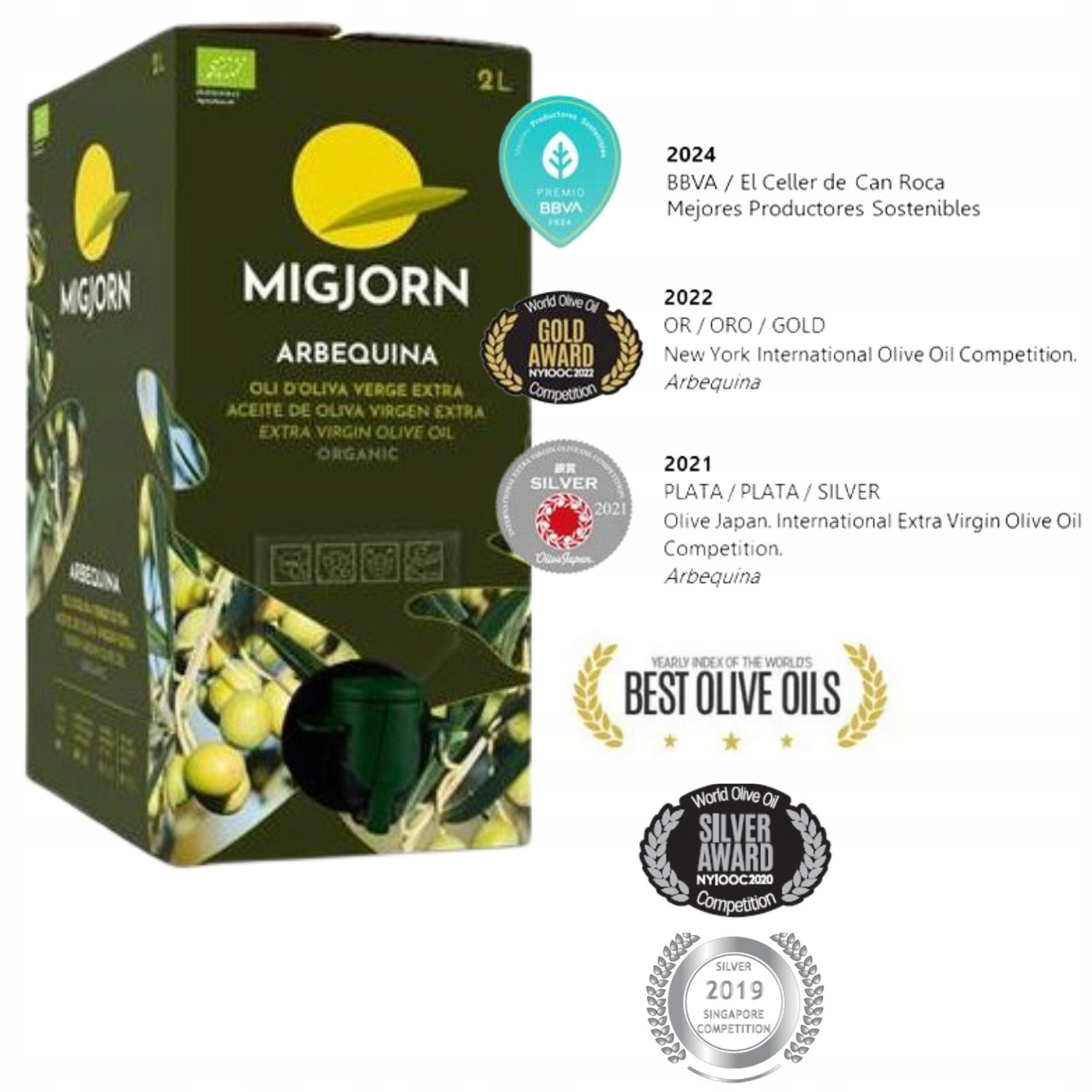 Oliwa Hiszpańska Migjorn Arbequina Bag-In-Box z upraw ekologicznych 2 litry
